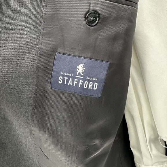 STAFFORD jacket blazer sport coat slim fit travel suit separates gray 48R - Picture 7 of 9